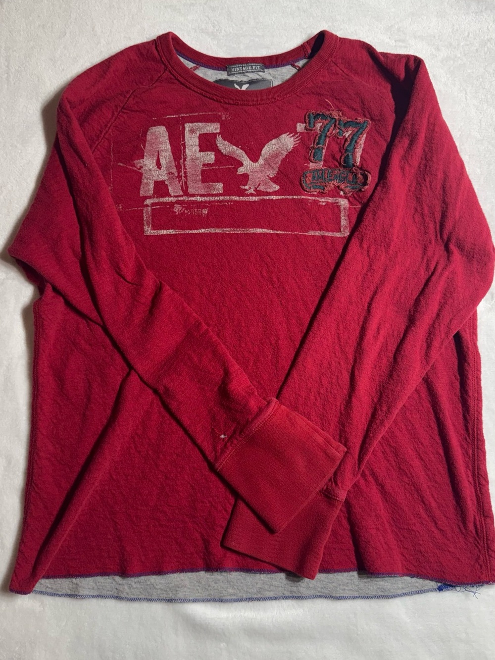 Vintage Y2k American Eagle Outfitters Red Crewneck Graphic Logo Sweater